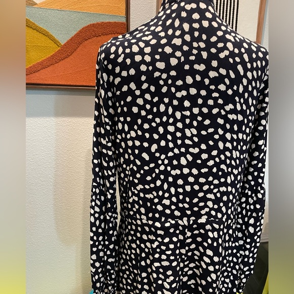 Women's | Midi Dress | Polka Dot | Small | Vintage Feel | Tie Waist | Black/Navy - Picture 14 of 16